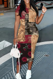 1 Custom Casual Digital Printing O Neck Short Sleeve Mid  Dresses