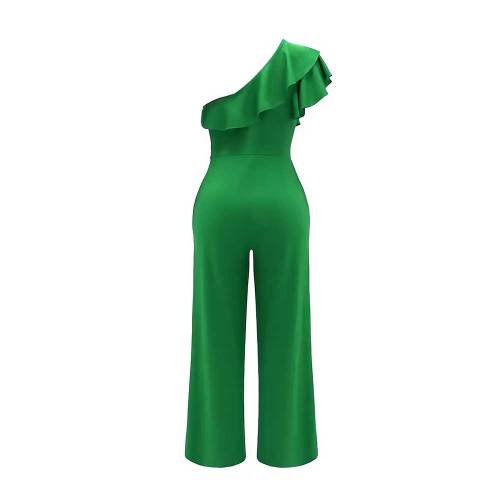 Ruffle One Shoulder Jumpsuit Elegant Solid Jumpsuit For Spring Summer
