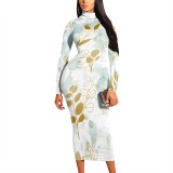 1 Custom Casual Digital Printing High Neck Mid Dresses