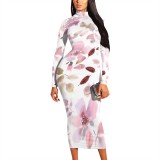 1 Custom Casual Digital Printing High Neck Mid Dresses