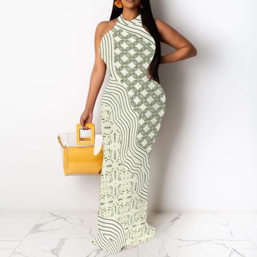 1 Custom Casual Digital Printing Sleeveless Long Dresses