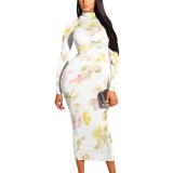 1 Custom Casual Digital Printing High Neck Mid Dresses