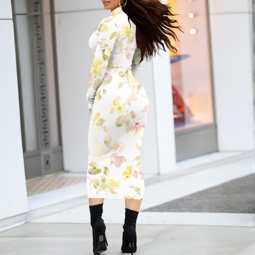 1 Custom Casual Digital Printing High Neck Mid Dresses
