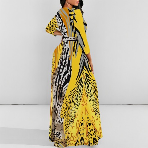 1 Custom Casual Digital Printing 3/4 Sleeve Long Dress
