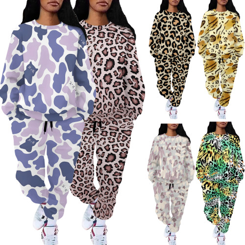 1 Custom Casual Digital Printing Long Sleeve Sweatshirts Pant Set