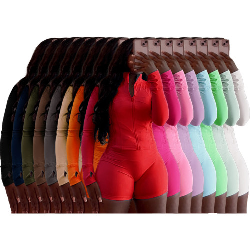 Sportswear Casual Tight Long Sleeve Shorts Two-piece Set