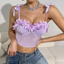 Light Purple Corset Crop Tops Bustier Bralette Bra
