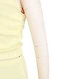 Elastic Bubble One-shoulder Oblique Collar Pleated Wide-leg Pants Suit