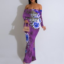 1 Custom Casual Digital Printing Off Shoulder Evening Dresses