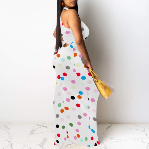 1 Custom Casual Digital Printing Sleeveless O Neck Maxi Dresses