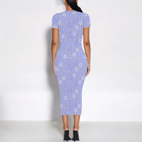 1 Custom Casual Digital Printing Short Sleeve O Neck Midi Dresses