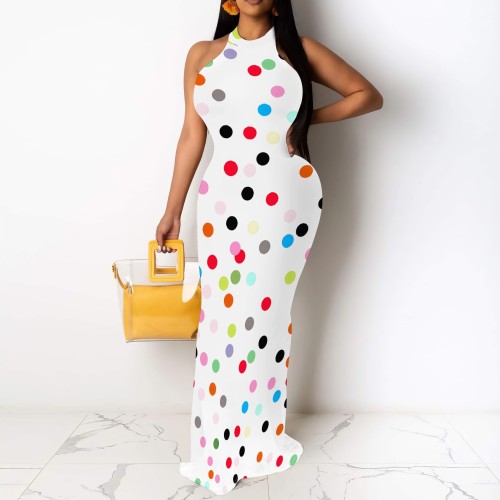 1 Custom Casual Digital Printing Sleeveless O Neck Maxi Dresses