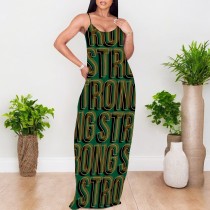 1 Custom Casual Digital Printing Straps V Neck Maxi Dress
