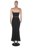 Solid Color Strapless Top and Long Skirts