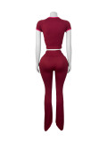 Women Tracksuit Two Piece Outfits Zipper Cropped Top Leggings 2 Piece Sets