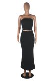 Solid Color Strapless Top and Long Skirts