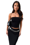 Solid Color Strapless Top and Long Skirts