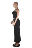 Solid Color Strapless Top and Long Skirts