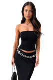 Solid Color Strapless Top and Long Skirts