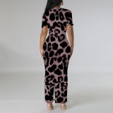 1 Custom Casual Digital Printing Short Sleeve Long Dresses