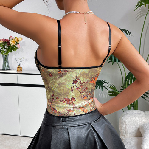 Underwire Vest Top Waisted Bandeau Straps Diamond Camisole