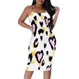 1 Custom Casual Digital Printing Straps Midi Dresses
