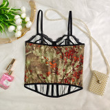 Underwire Vest Top Waisted Bandeau Straps Diamond Camisole
