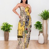 1 Custom Casual Digital Printing Straps Long Dress with Pocket