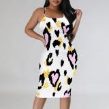 1 Custom Casual Digital Printing Straps Midi Dresses