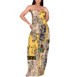 1 Custom Casual Digital Printing Straps Long Dress with Pocket