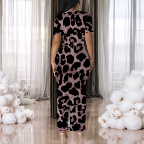 1 Custom Casual Digital Printing Short Sleeve Long Dresses