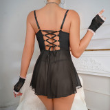 Women's Lace Mesh Sexy See Through Underwear Straps Erotic Lingerie