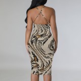 1 Custom Casual Digital Printing Straps Midi Dresses