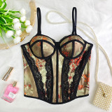 Underwire Vest Top Waisted Bandeau Straps Diamond Camisole