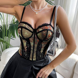 Underwire Vest Top Waisted Bandeau Straps Diamond Camisole