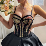 Underwire Vest Top Waisted Bandeau Straps Diamond Camisole