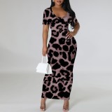 1 Custom Casual Digital Printing Short Sleeve Long Dresses