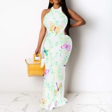 1 Custom Casual Digital Printing Sleeveless Round Neck Long Dresses