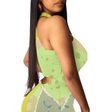 1 Custom Casual Digital Printing Sleeveless Round Neck Long Dresses