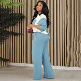 Women's Patchwork Lapel Loose Single Breasted Two Piece