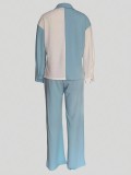 Women's Patchwork Lapel Loose Single Breasted Two Piece
