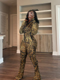 Casual Tight Long Sleeve Zipper High Neck Flared Two Piece