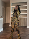 Casual Tight Long Sleeve Zipper High Neck Flared Two Piece