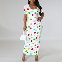 1 Custom Casual Digital Printing V Neck Long Dresses