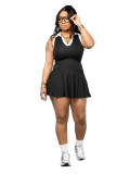 Casual Sportswear Zipper Contrast Turndown Collar Mini Dresses