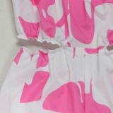 2025 New Elegant Tube Top Printed Waist-baring Wide-leg Jumpsuit