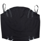 Womens 2 Pieces Stripes Tube Tops Bodycon Wide Leg Pants Tracksuit Outfits Set