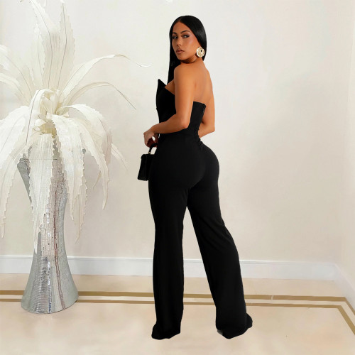 Pure Heart Strapless Button Jumpsuit