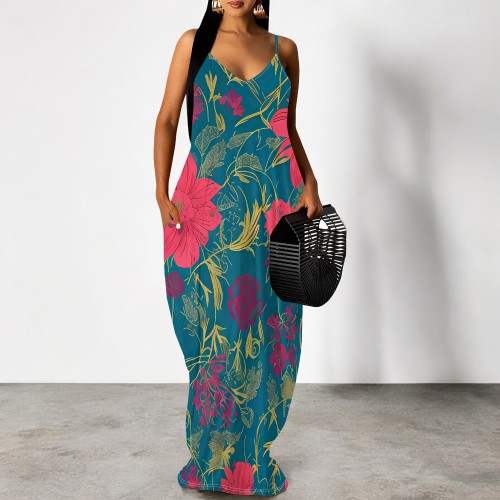 1 Piece Custom Casual V Neck Straps Long Dresses