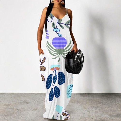1 Piece Custom Casual V Neck Straps Long Dresses